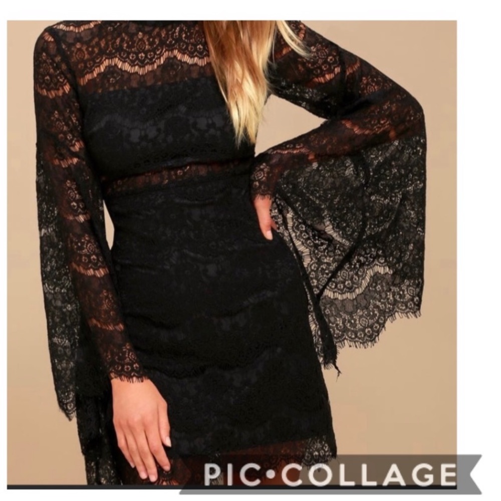 LuLus: Black Lace Dress